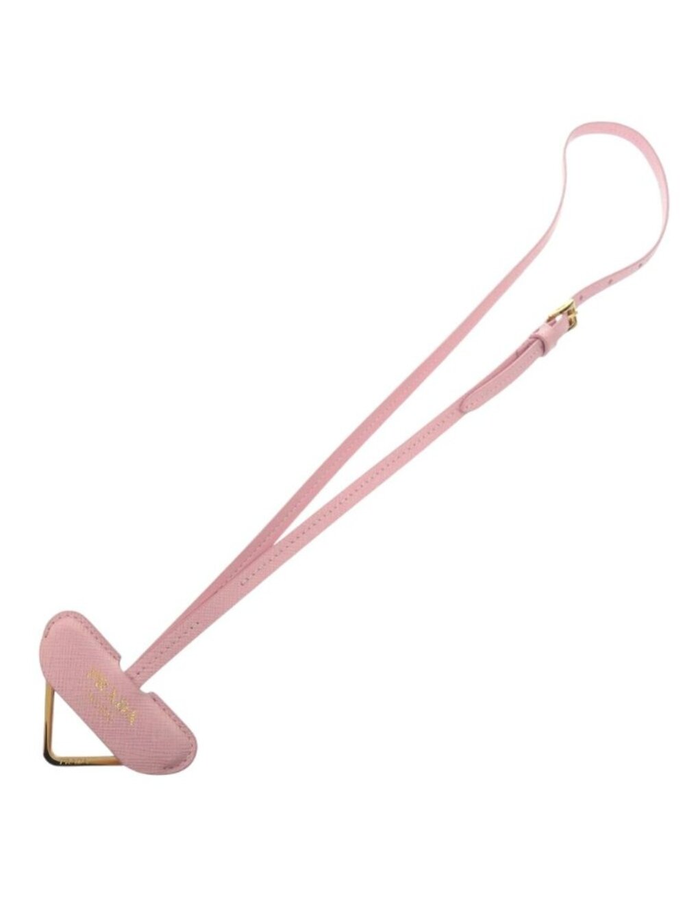 Prada Logo Triangle Motif Saffiano Leather Pink Pendant